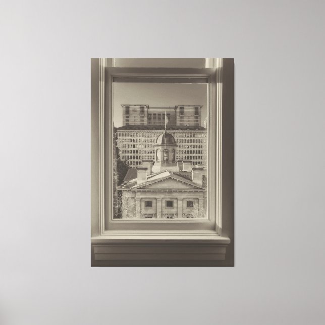 Lienzo Portland Cityscape a través de una ventana sepia (Anverso)