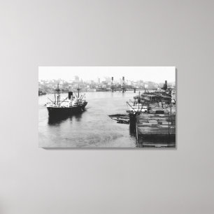 Lienzo Portland, O muelle de la madera de construcción d