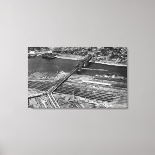 Lienzo Portland, OR Broadway Bridge and Depot