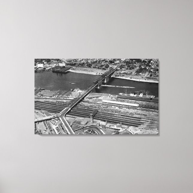 Lienzo Portland, OR Broadway Bridge and Depot (Anverso)