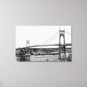 Lienzo Portland, OR vista del puente St. John sobre