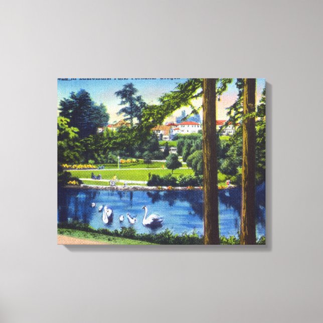 Lienzo Portland, OregonLaurelhurst Park Scene (Anverso)