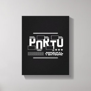 Lienzo Porto Portugal Tipografía Moderna Diseño de Viajes