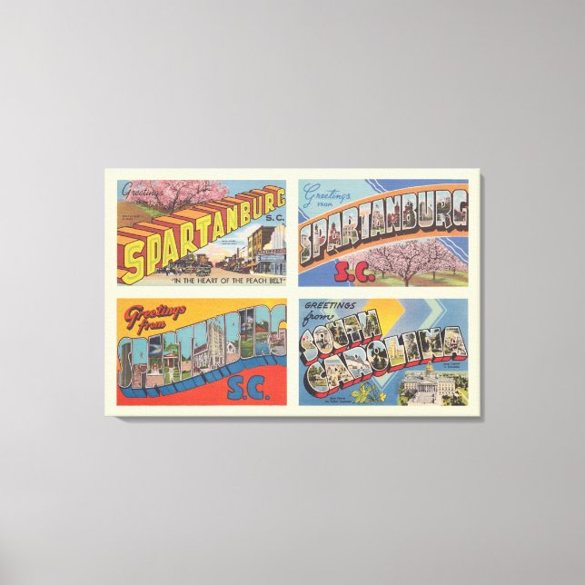Lienzo Postal de cosecha de carolina del Sur de Spartanbu