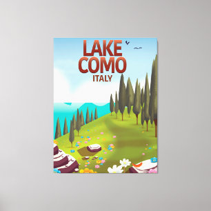 Lienzo Postal de viaje del Lago Como Italia.