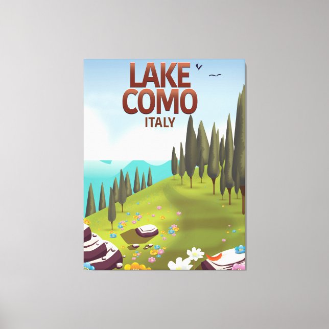 Lienzo Postal de viaje del Lago Como Italia. (Anverso)