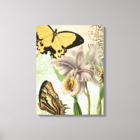 Postales antiguas con mariposas y flores