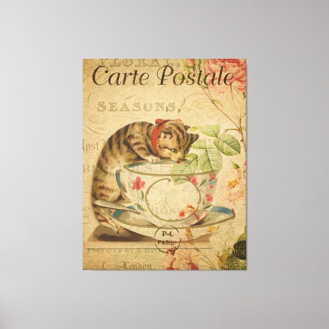 Lienzo Postales francesas antiguas de la Copa del Gato y  (Anverso)