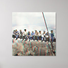 Lienzo Poster Anaglyph 3D- Lunch atop Skyscraper New York