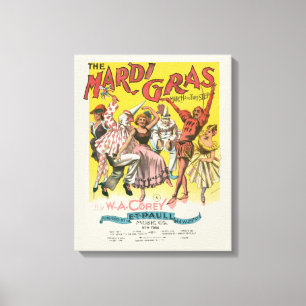Lienzo Póster Antiguo de Mardi Gras Amarillo
