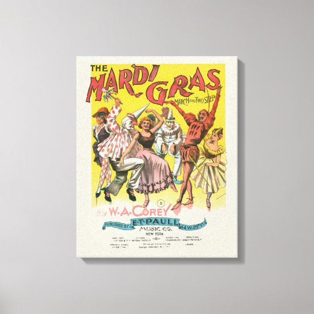 Lienzo Póster Antiguo de Mardi Gras Amarillo (Anverso)