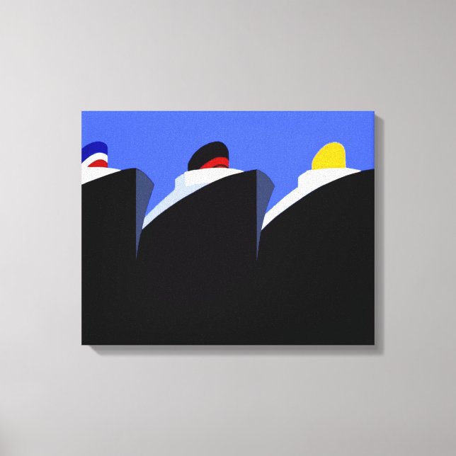 Lienzo Poster Art Deco de los buques de crucero de época (Anverso)