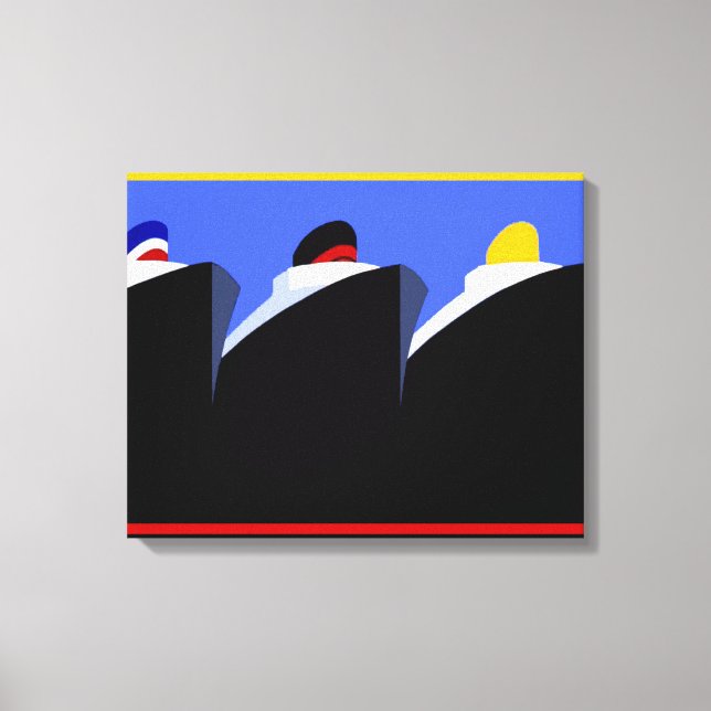 Lienzo Poster Art Deco de los buques de crucero de época (Anverso)