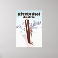 poster austriaco de esquí kitzbuhel