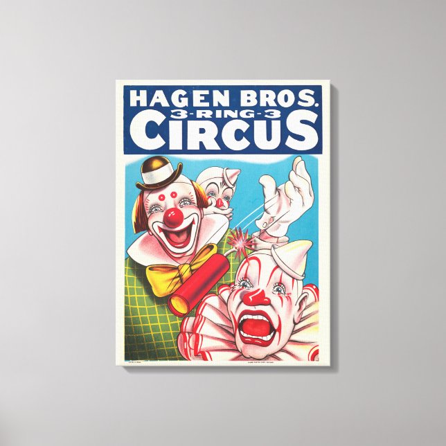 Lienzo Poster Circus Mostrando Rostros De Payaso Y Cracke (Anverso)