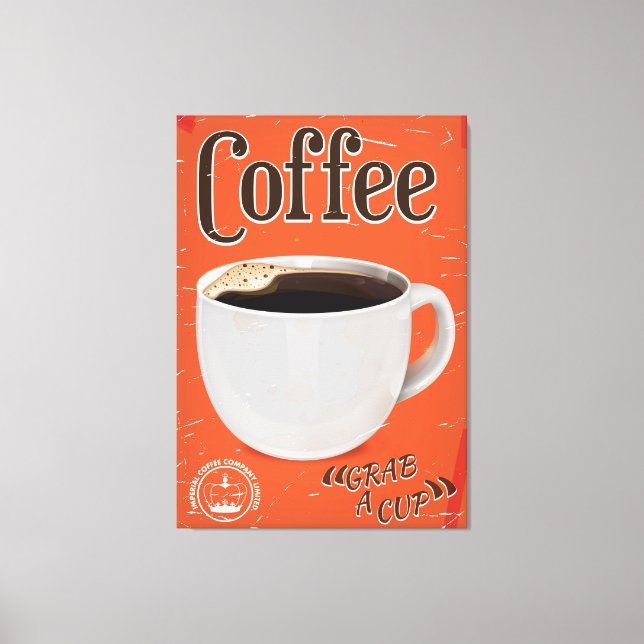 Lienzo Póster de anuncio de café vintage (Anverso)