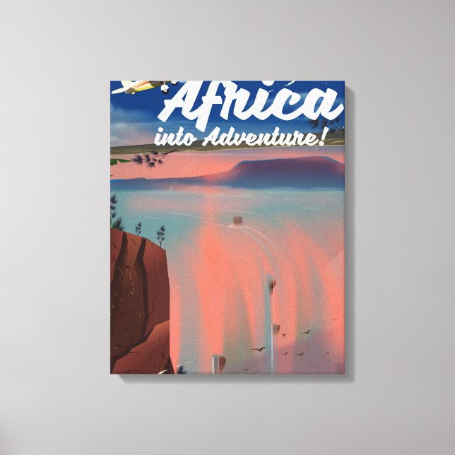 Lienzo Póster de aventura de cascada africana (Anverso)