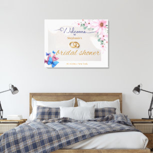 Lienzo poster de bienvenida con ducha de novia floral y r