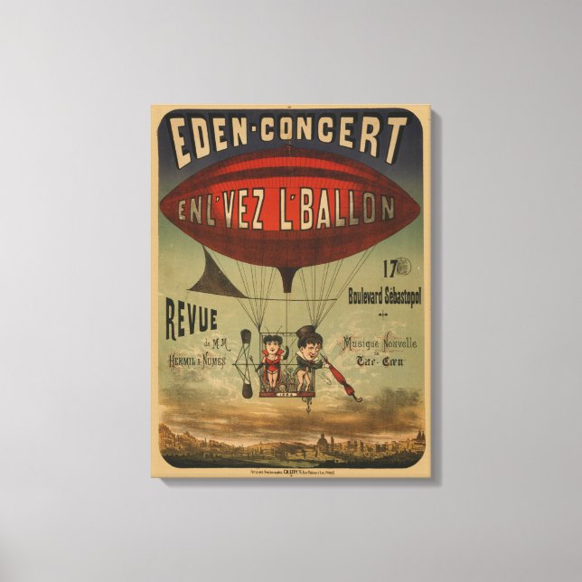 Lienzo Poster De Circo Francés De Dos Artistas En Aeronav (Anverso)