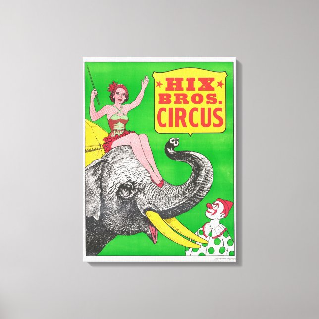 Lienzo Poster De Circo Mostrando A Una Mujer Un Elefante  (Anverso)