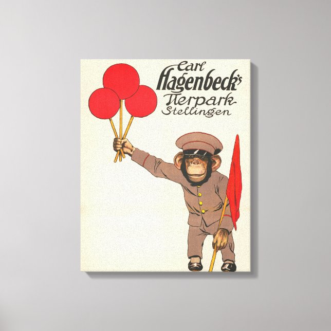 Lienzo Poster De Circo Vintage De Un Mono Con Globos (Anverso)
