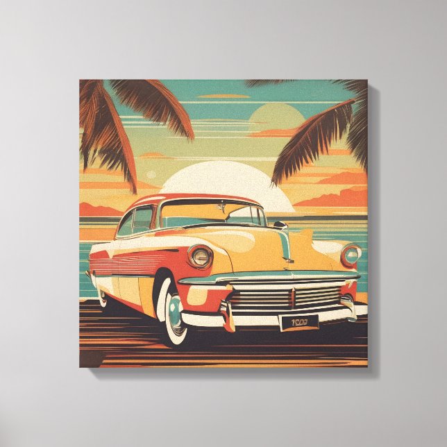 Lienzo Poster de coches retro (Anverso)