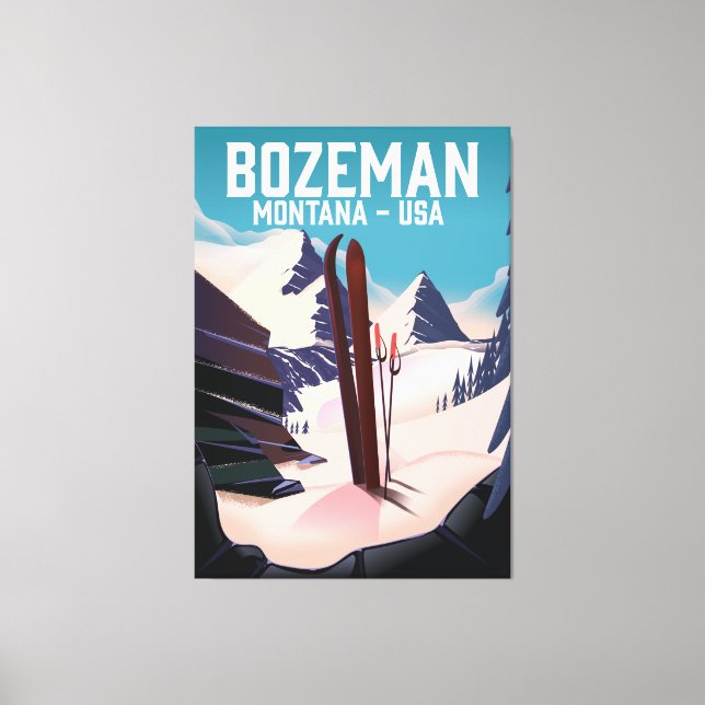 Lienzo Póster de esquí de Bozeman Montana (Anverso)