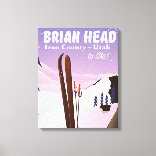 Lienzo Póster de esquí de Brian Head, condado de Iron Uta (Anverso)