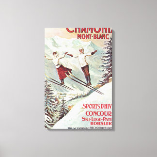 Lienzo Poster de esquí de época, Chamonix Mont Blanc