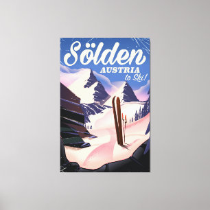Lienzo Poster de esquí de época de Sölden Austria