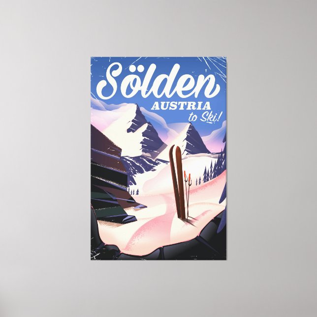 Lienzo Poster de esquí de época de Sölden Austria (Anverso)