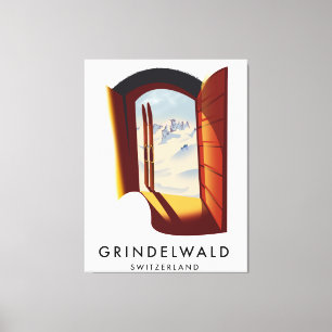 Lienzo Poster de esquí de Grindelwald Suiza