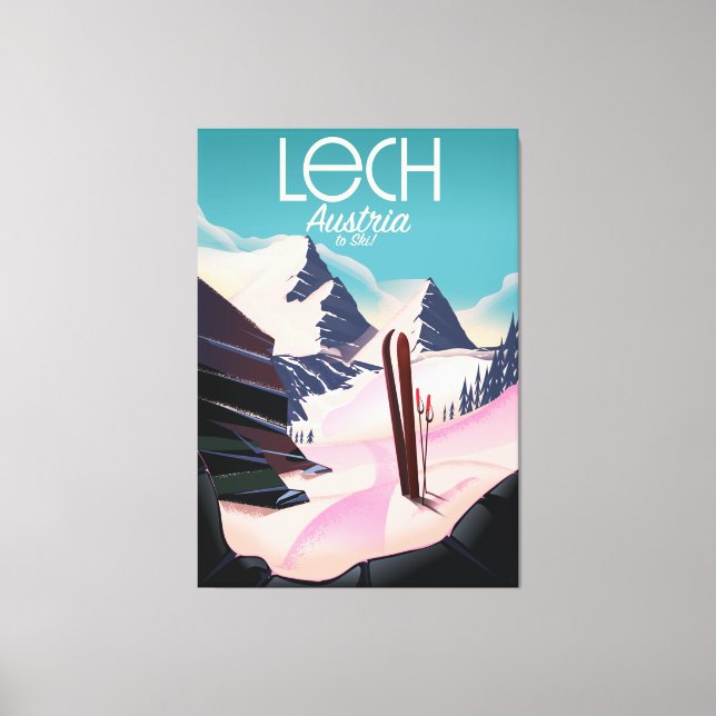 Lienzo Poster de esquí de Lech Austria. (Anverso)