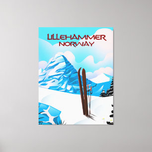 Lienzo Poster de esquí de Lillehammer Noruega.