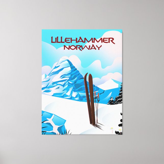 Lienzo Poster de esquí de Lillehammer Noruega. (Anverso)