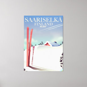 Lienzo Poster de esquí de Saariselkä Finlandia