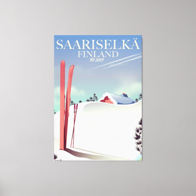 Lienzo Póster de esquí de Saariselkä Finlandia (Anverso)