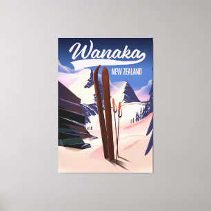 Lienzo Poster de esquí de Wanaka Nueva Zelanda