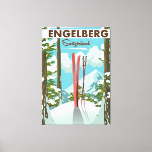 Lienzo Poster de esquí Engelberg Suiza