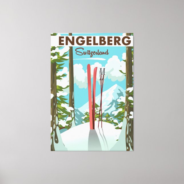 Lienzo Poster de esquí Engelberg Suiza (Anverso)