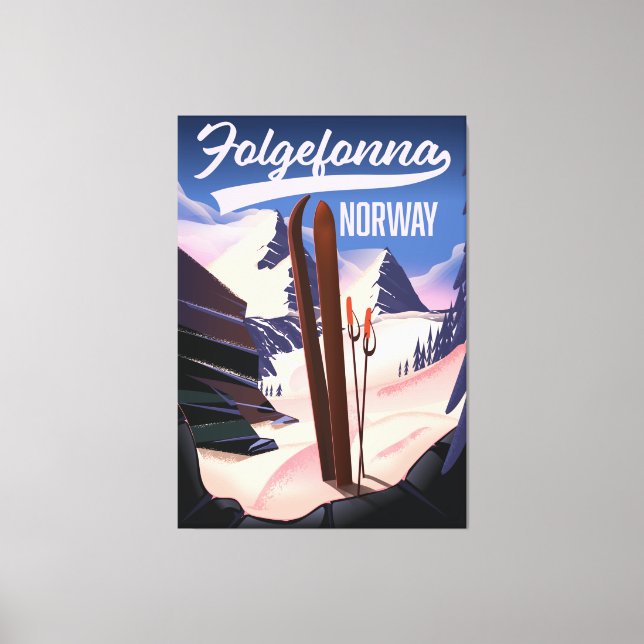 Lienzo Poster de esquí Folgefonna norway. (Anverso)