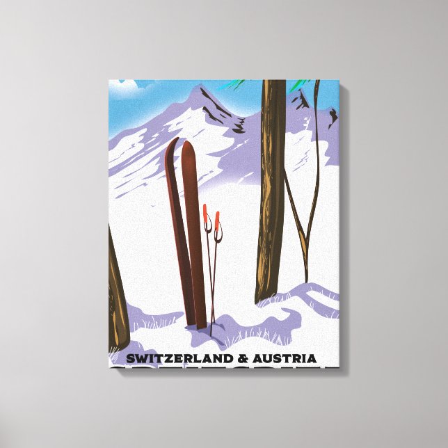 Lienzo Póster de esquí Greitspitz Suiza y Austria (Anverso)