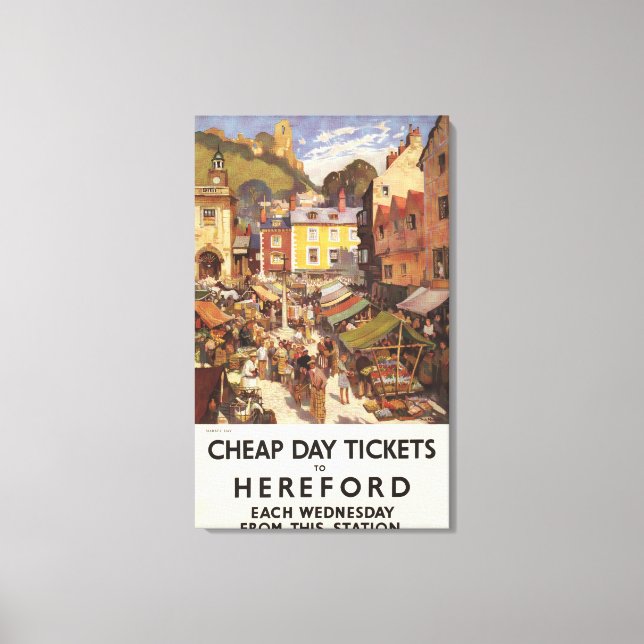 Lienzo Poster de Ferrocarriles de Escenario de Mercado (Anverso)