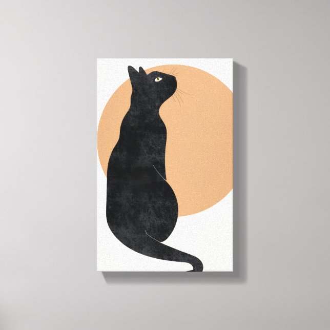 Lienzo Poster de gato negro y sol amarillo (Anverso)
