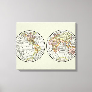 Lienzo Póster de Globo de Mapa Mundial de 1916 Vintage He
