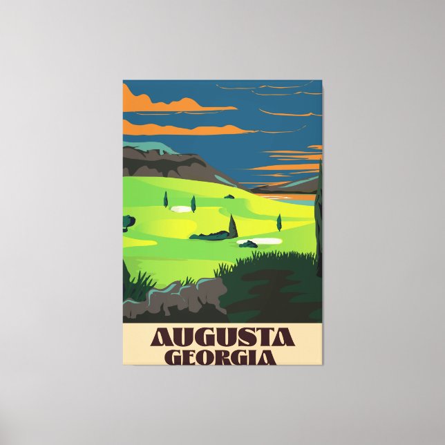 Lienzo Póster de golf de Augusta Georgia (Anverso)