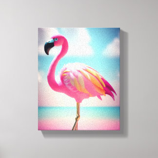 Lienzo Poster de ilustraciones de flamingo azul y rosa pa