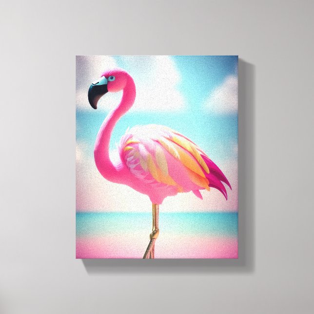 Lienzo Poster de ilustraciones de flamingo azul y rosa pa (Anverso)