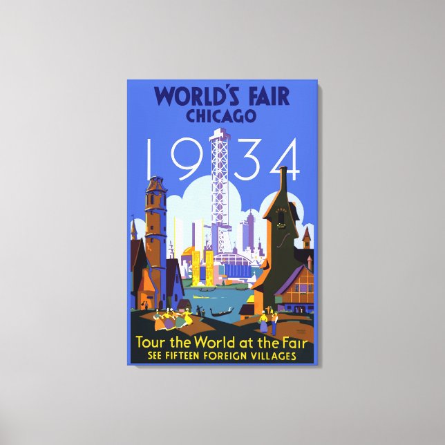 Lienzo Poster de la Feria Mundial de Chicago 1934 (Anverso)