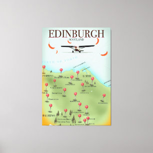 Lienzo Póster de mapa de estilo vintage de Edimburgo Esco